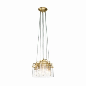 Kichler Brindley 6 Light Brass Pendant - Clear Glass Shades white ceiling lamp