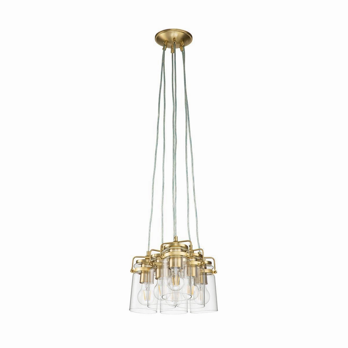 Kichler Brindley 6 Light Brass Pendant - Clear Glass Shades