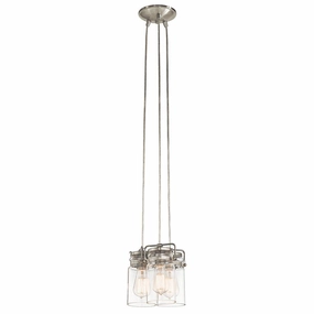 Kichler Brinley 3 Light Brushed Nickel Ceiling Pendant soft glow ceiling light