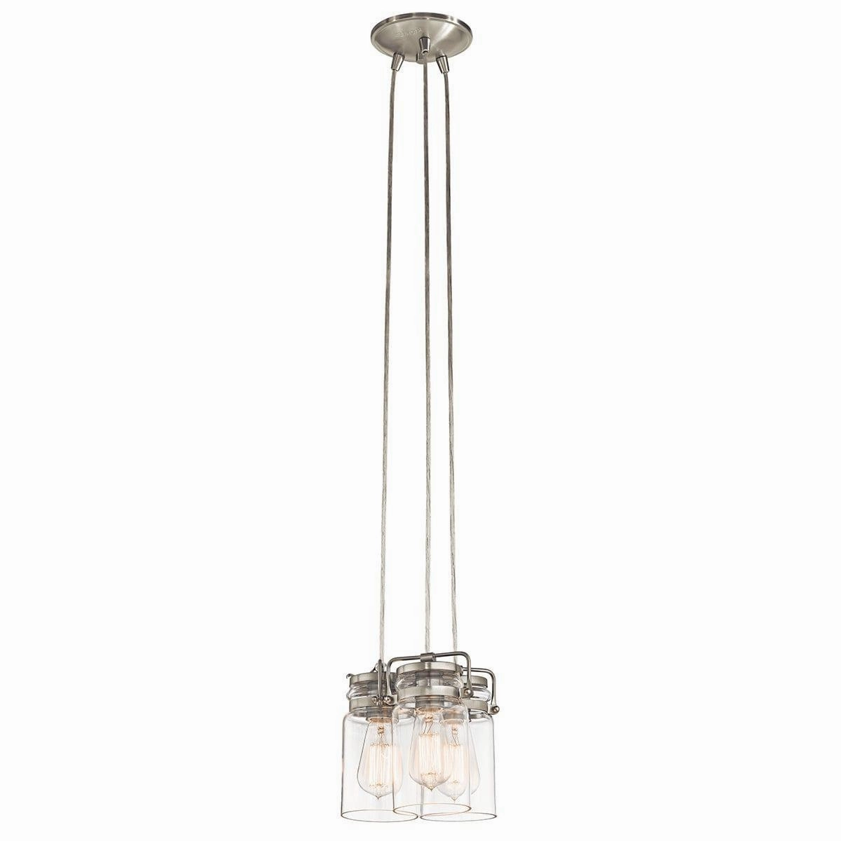 Kichler Brinley 3 Light Brushed Nickel Ceiling Pendant soft glow ceiling light