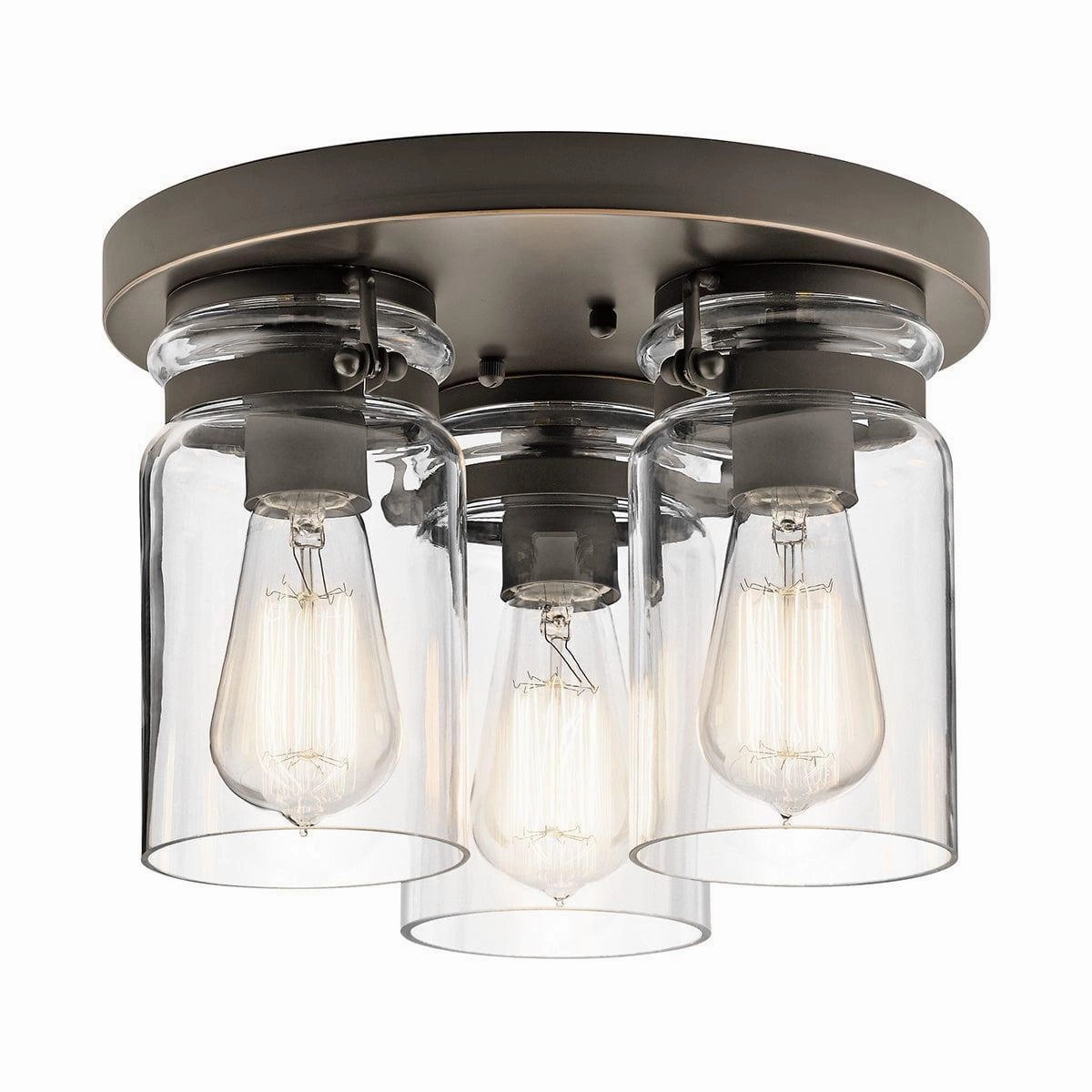 Kichler Brinley 3 Light Flush Mount Bronze Ceiling Light ambient ceiling fixture
