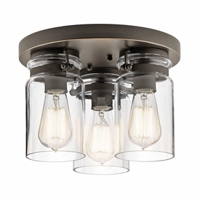 Kichler Brinley 3 Light Flush Mount Bronze Ceiling Light ambient ceiling fixture