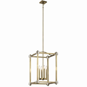 Kichler Cayden 4 Light Large Brass Pendant Ceiling Light ambient ceiling fixture