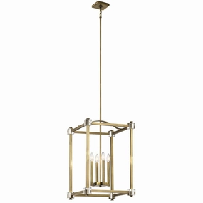 Kichler Cayden 4 Light Large Brass Pendant Ceiling Light white ceiling lamp