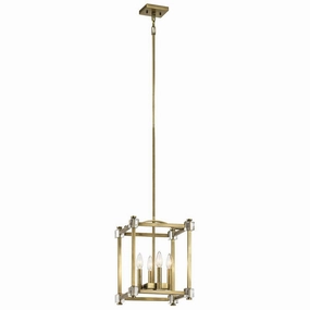 Kichler Cayden 4 Light Small Brass Pendant Ceiling Light white ceiling lamp