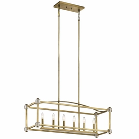Kichler Cayden 6 Light Linear Brass Chandelier Ceiling soft glow ceiling light