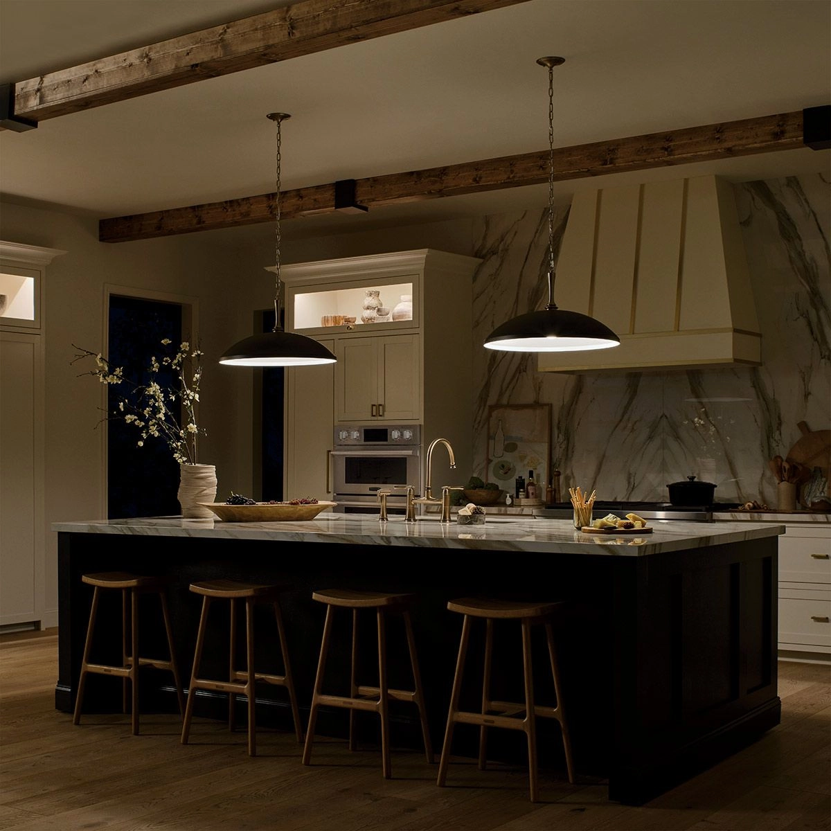 Kichler Delarosa Black and Champagne Bronze Ceiling Pendant Light