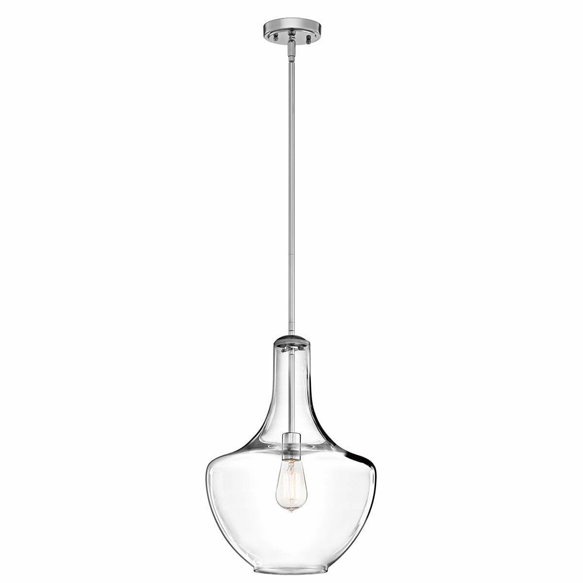 Kichler Everly 1 Light Medium Chrome Ceiling Pendant Light soft glow ceiling light