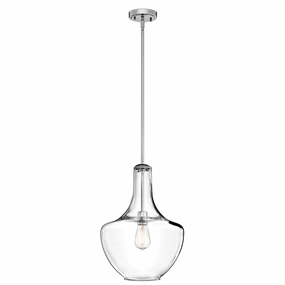 Kichler Everly 1 Light Medium Chrome Ceiling Pendant Light soft glow ceiling light