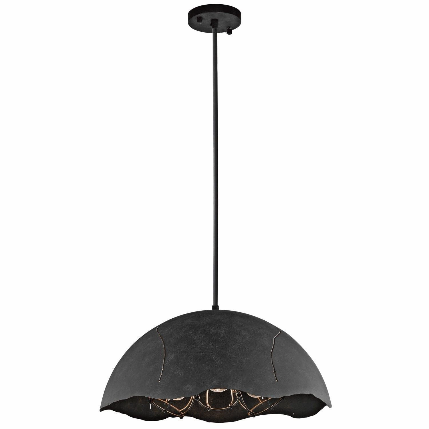 Kichler Fracture 3 Light Zinc Ceiling Pendant soft glow ceiling light