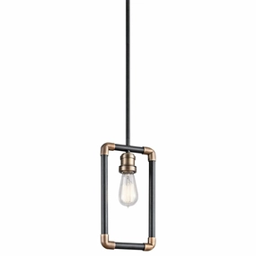 Kichler Imahn 1 Light Black & Brass Mini Ceiling Pendant soft glow ceiling light