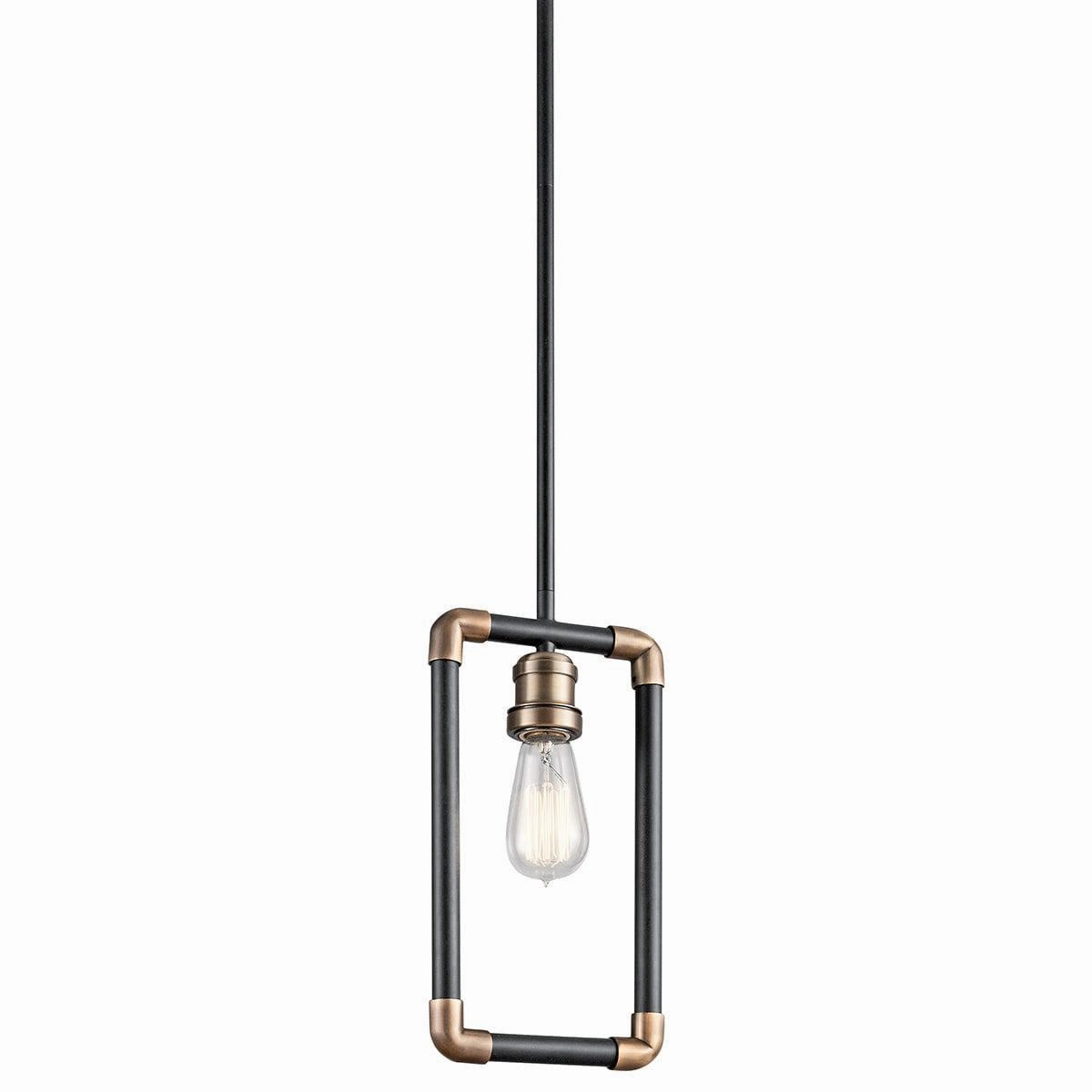 Kichler Imahn 1 Light Black & Brass Mini Ceiling Pendant soft glow ceiling light