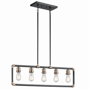 Kichler Imahn 5 Light Linear Chandelier - Black & Brass white ceiling lamp