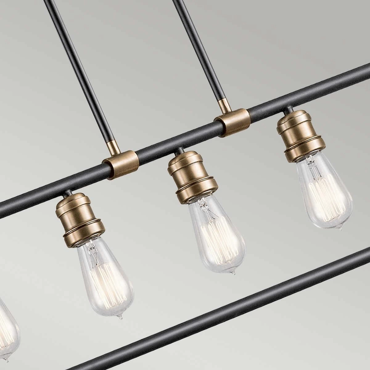 Kichler Imahn 5 Light Linear Chandelier - Black & Brass
