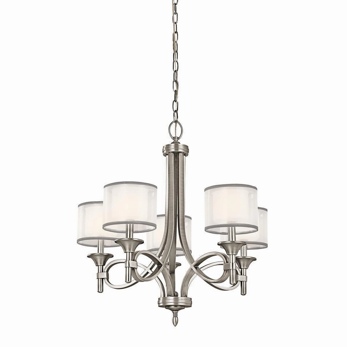 Kichler Lacey 5 Light Chandelier - Antique Pewter soft glow ceiling light