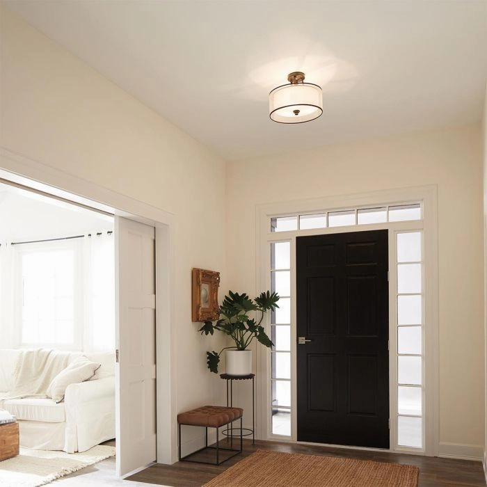 Kichler Lacey Mission Bronze Small Ceiling Semi-Flush Light white ceiling lamp