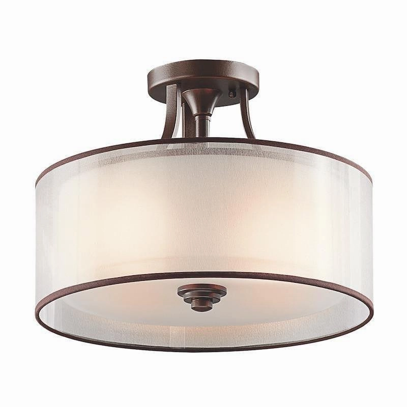 Kichler Lacey Mission Bronze Small Ceiling Semi-Flush Light