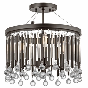 Kichler Piper 3 Light Semi Flush Ceiling Light in Espresso Finish white ceiling lamp