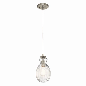 Kichler Riviera 1 Light Brushed Nickel Pendant Ceiling - 16cm soft glow ceiling light