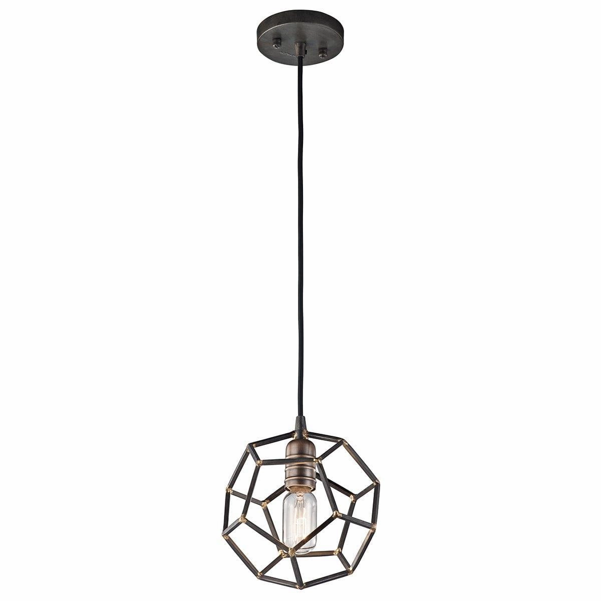 Kichler Rocklyn 1 Light Raw Steel Mini Ceiling Pendant soft glow ceiling light