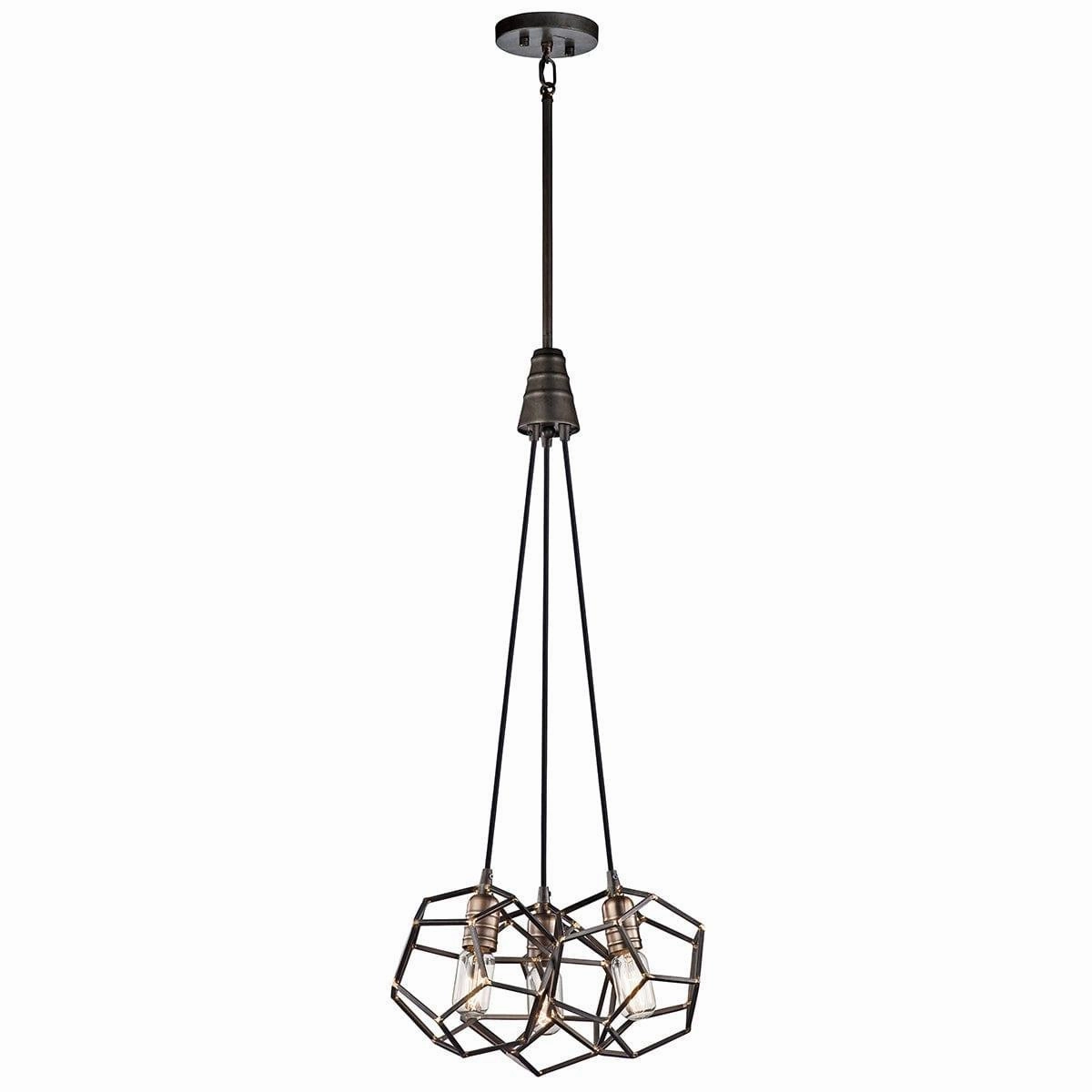 Kichler Rocklyn 3 Light Chandelier Ceiling Light - Raw Steel white ceiling lamp