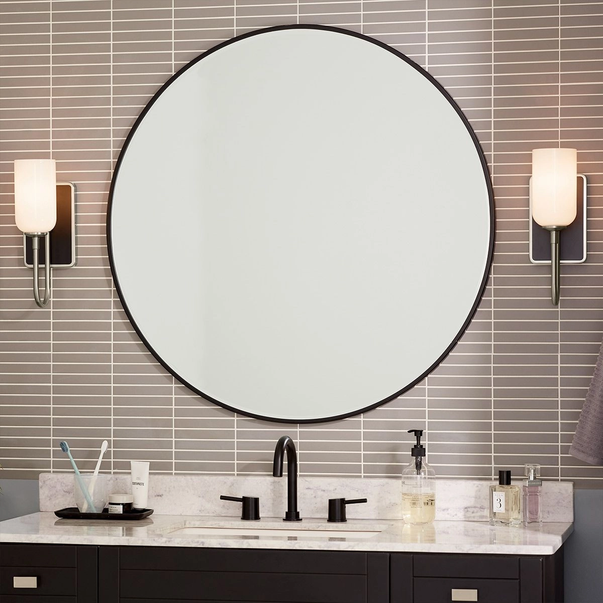 Kichler Solia Wall Light in Brushed Nickel with black accent