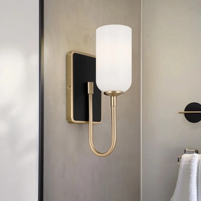 Kichler Solia Wall Light in Champagne Bronze with black accent vintage desk lamp