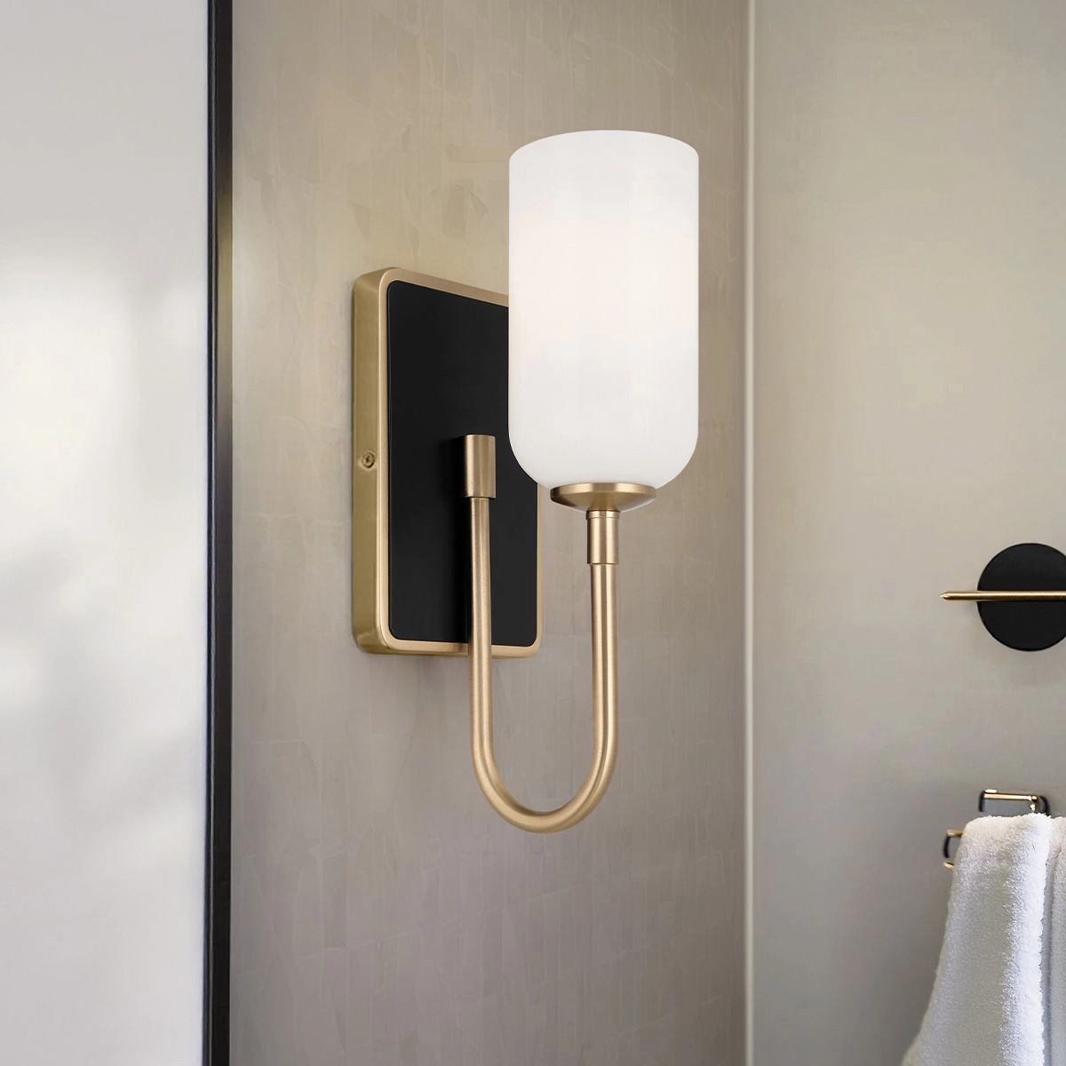 Kichler Solia Wall Light in Champagne Bronze with black accent vintage desk lamp