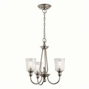 Kichler Waverly 3 Light Chandelier - Classic Pewter soft glow ceiling light
