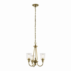 Kichler Waverly 3 Light Chandelier - Natural Brass white ceiling lamp