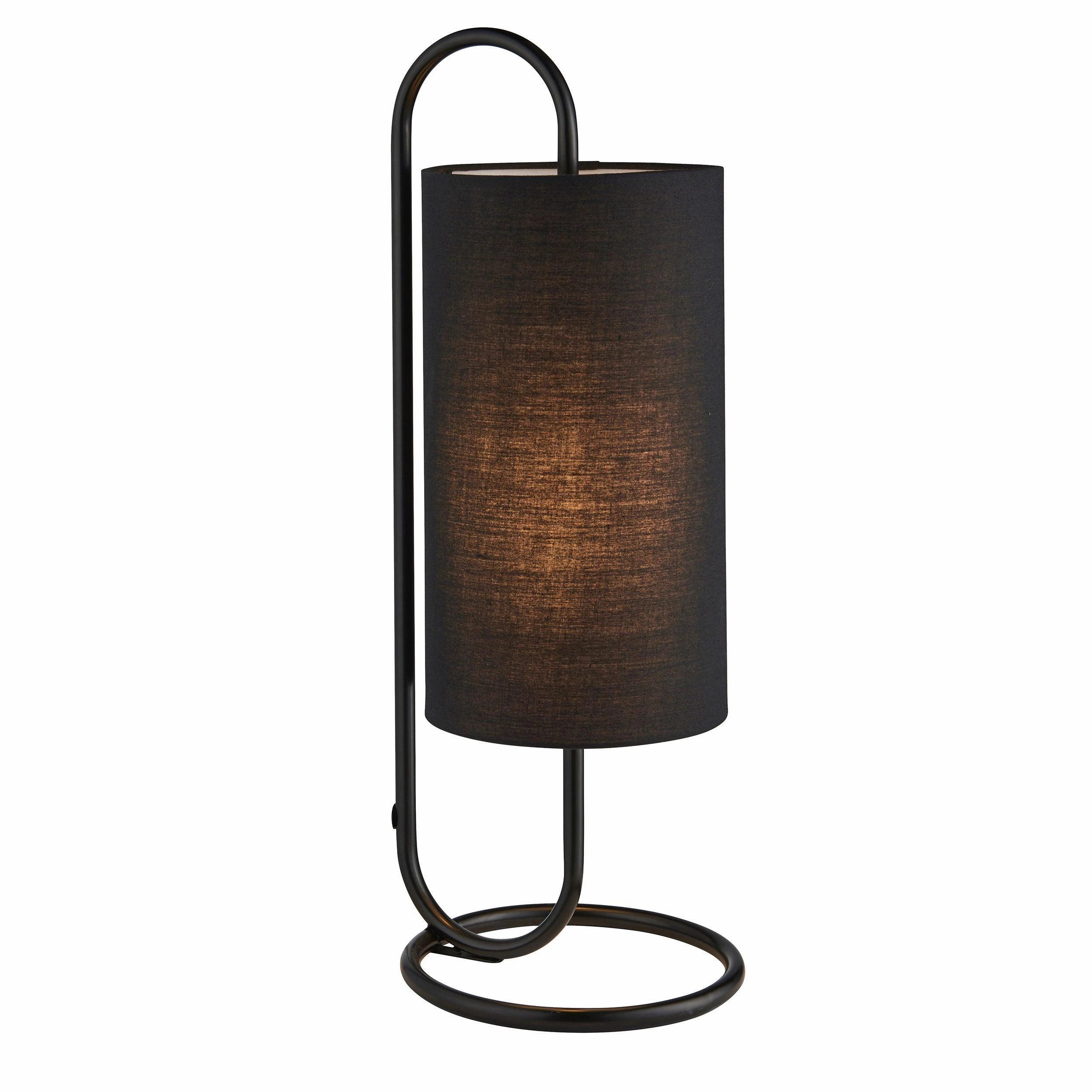 Kilburn Black Modern Table Lamp - With Black Fabric Shade energy-saving LED light