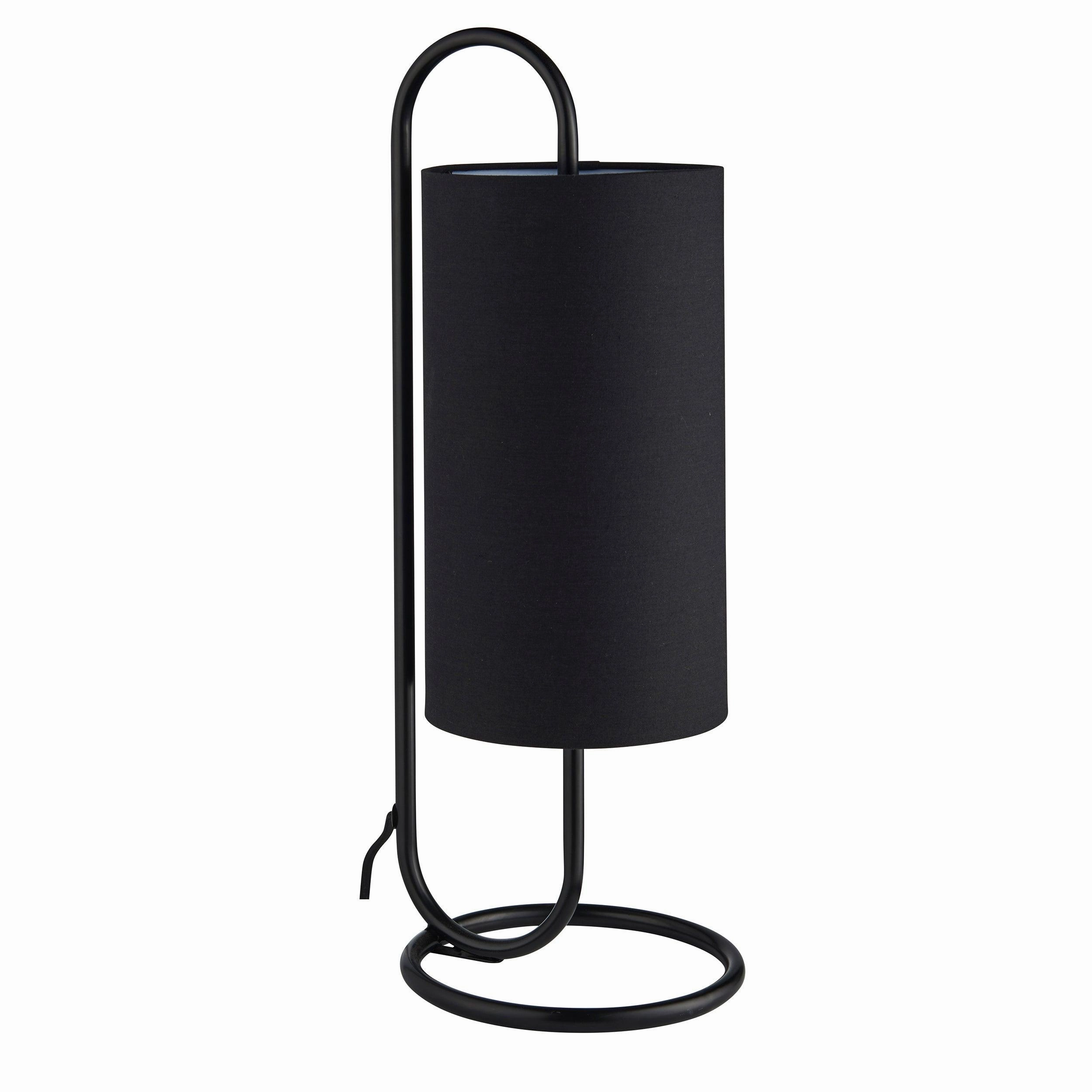 Kilburn Black Modern Table Lamp - With Black Fabric Shade