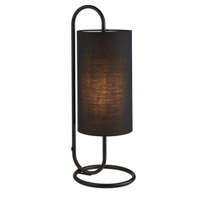 Kilburn Black Modern Table Lamp - With Black Fabric Shade energy-saving LED light