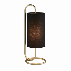 Kilburn Brass Table Lamp - With Black Fabric Shade energy-saving LED light