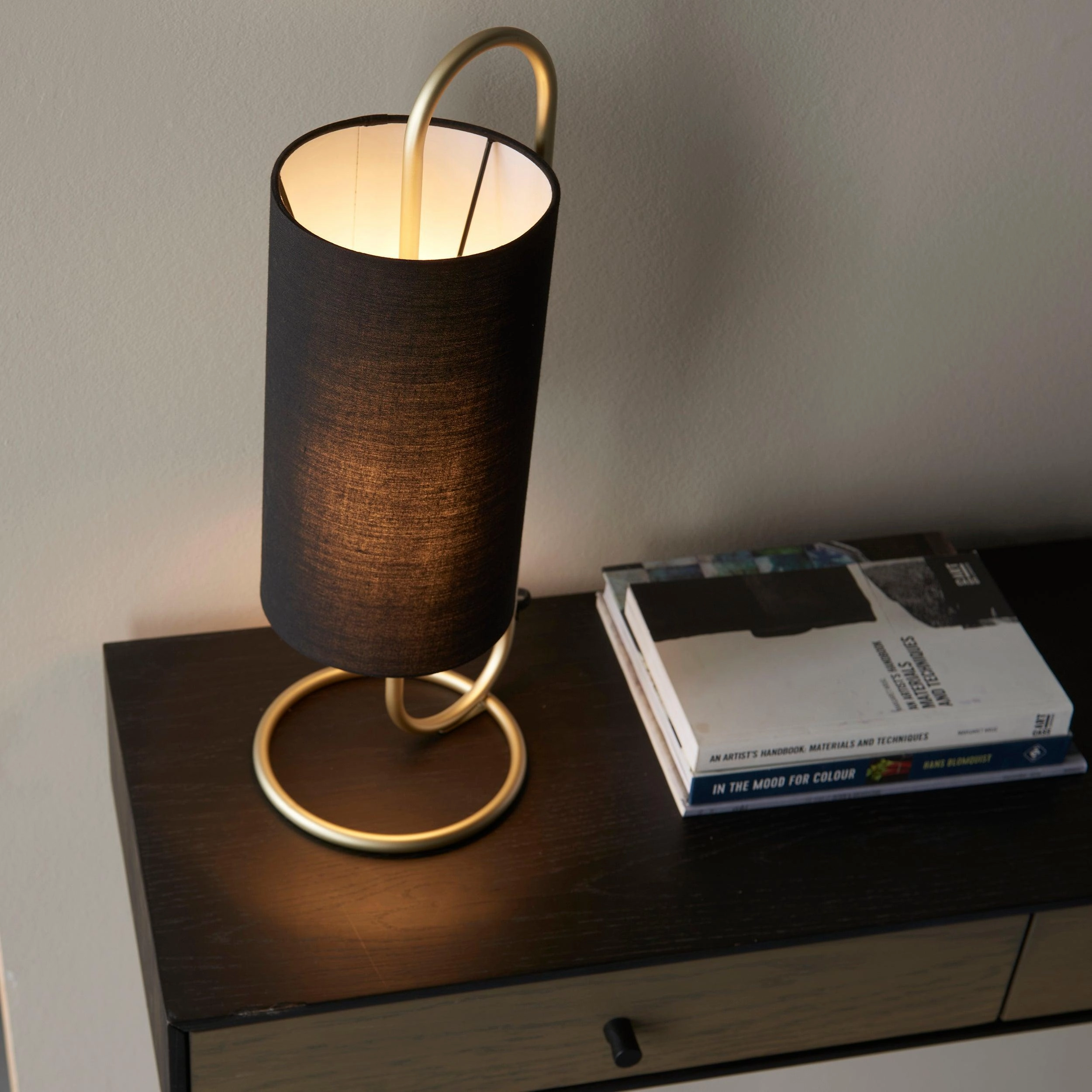 Kilburn Brass Table Lamp - With Black Fabric Shade