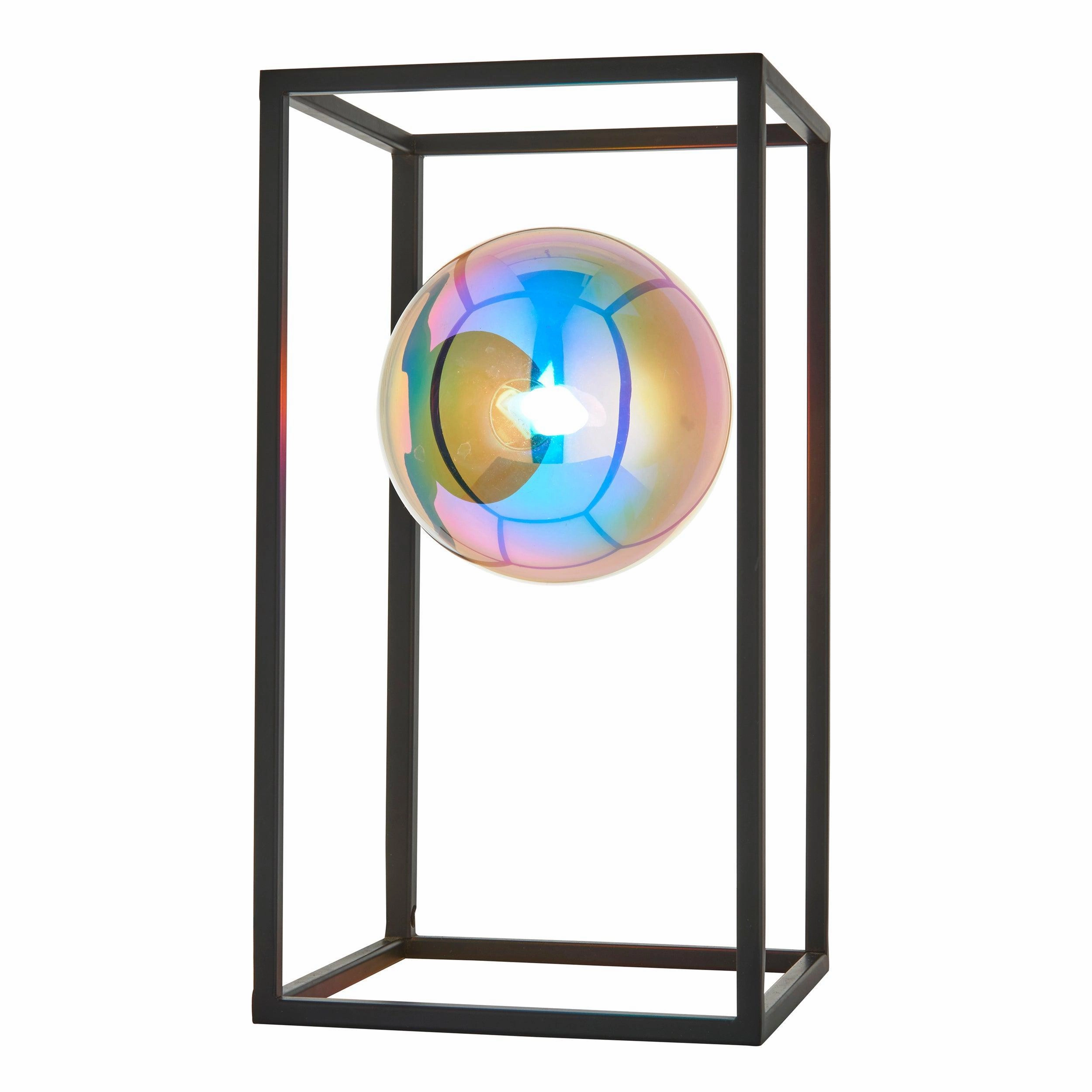 KinjoModern Black & Iridescent Glass Open Frame Table Lamp
