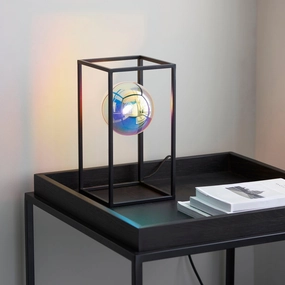 KinjoModern Black & Iridescent Glass Open Frame Table Lamp energy-saving LED light