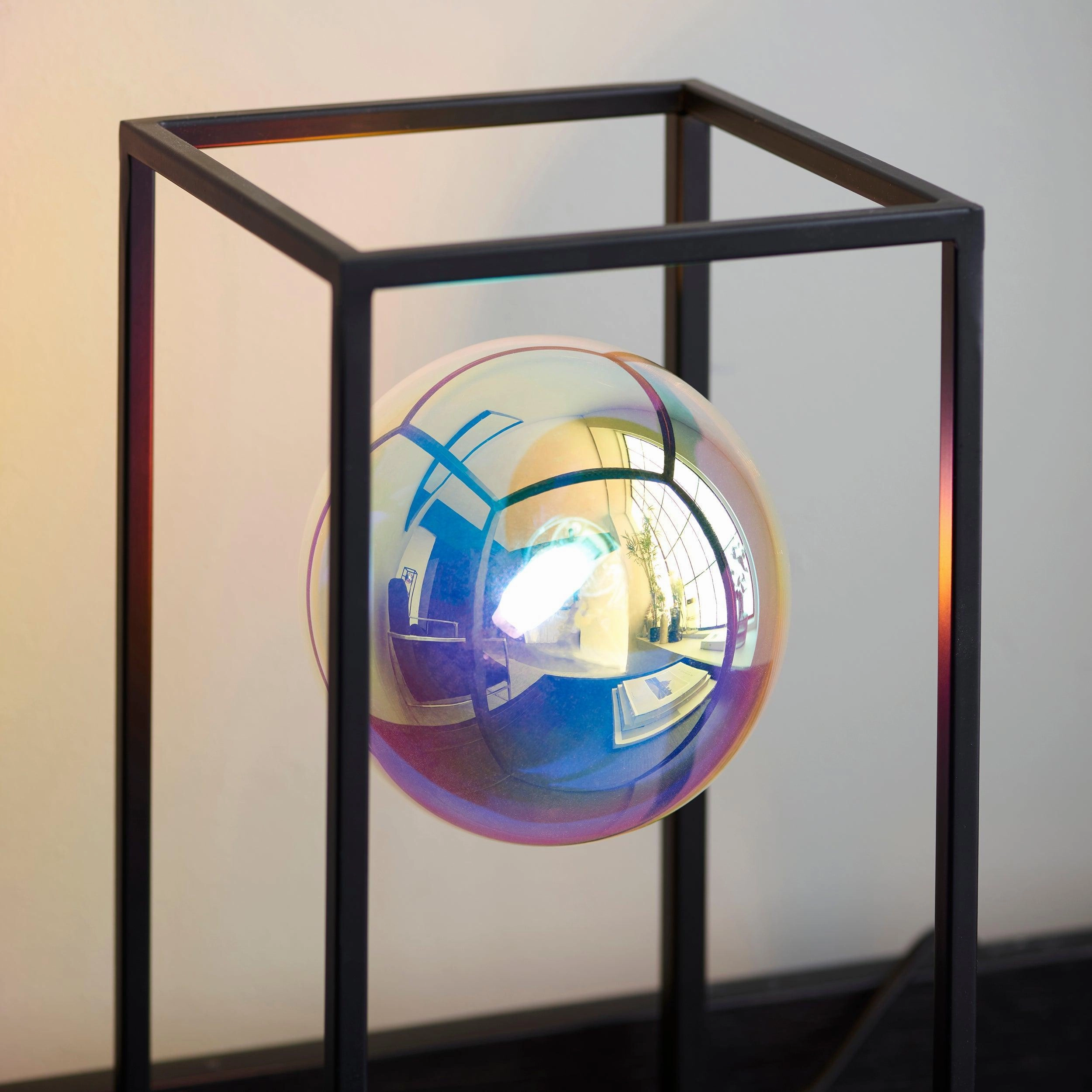 KinjoModern Black & Iridescent Glass Open Frame Table Lamp