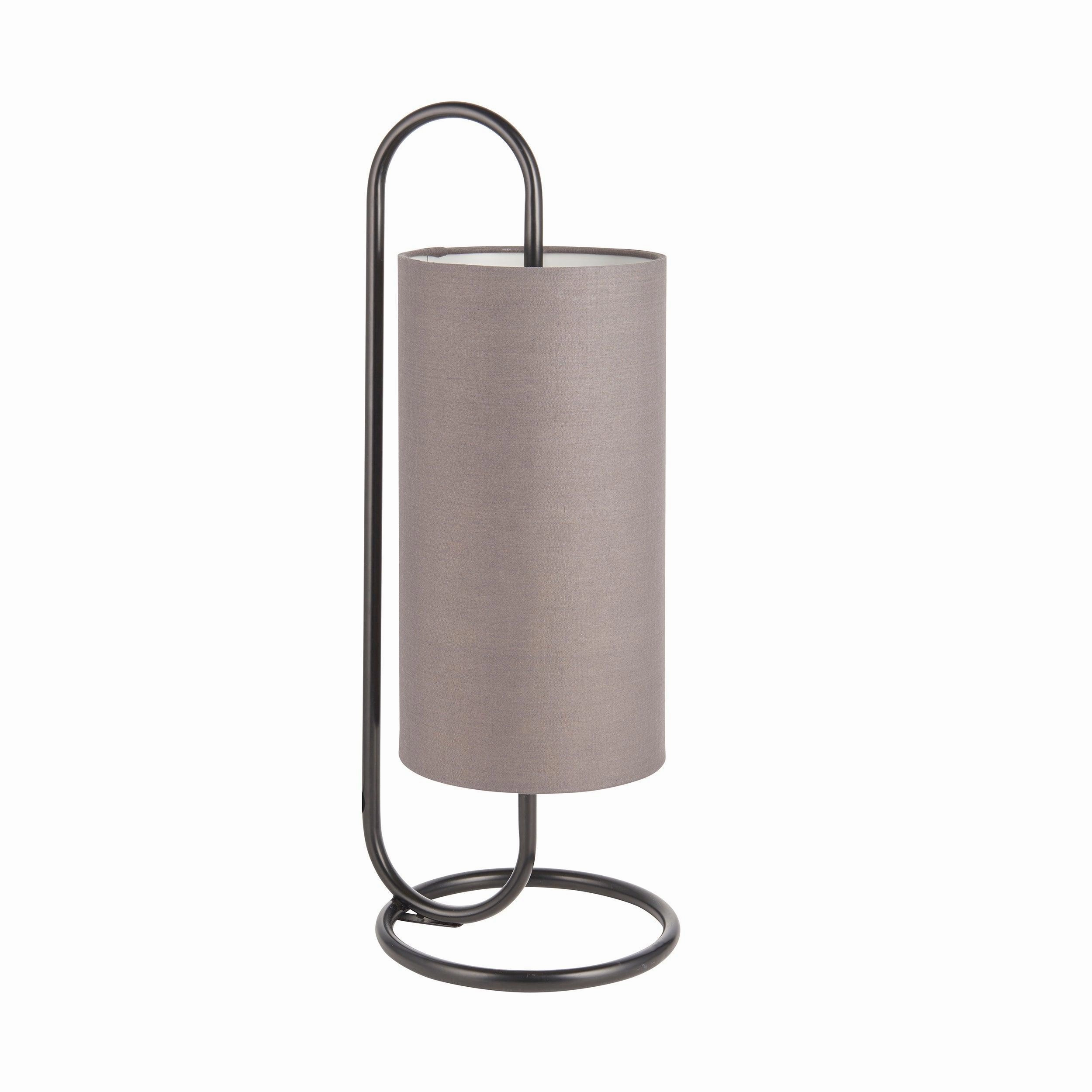 Klip Black Table Lamp - With Grey Fabric Shade
