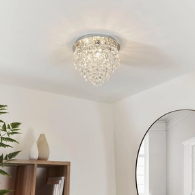 Kristen Clear Crystal & Chrome Flush Bathroom Ceiling Light white ceiling lamp