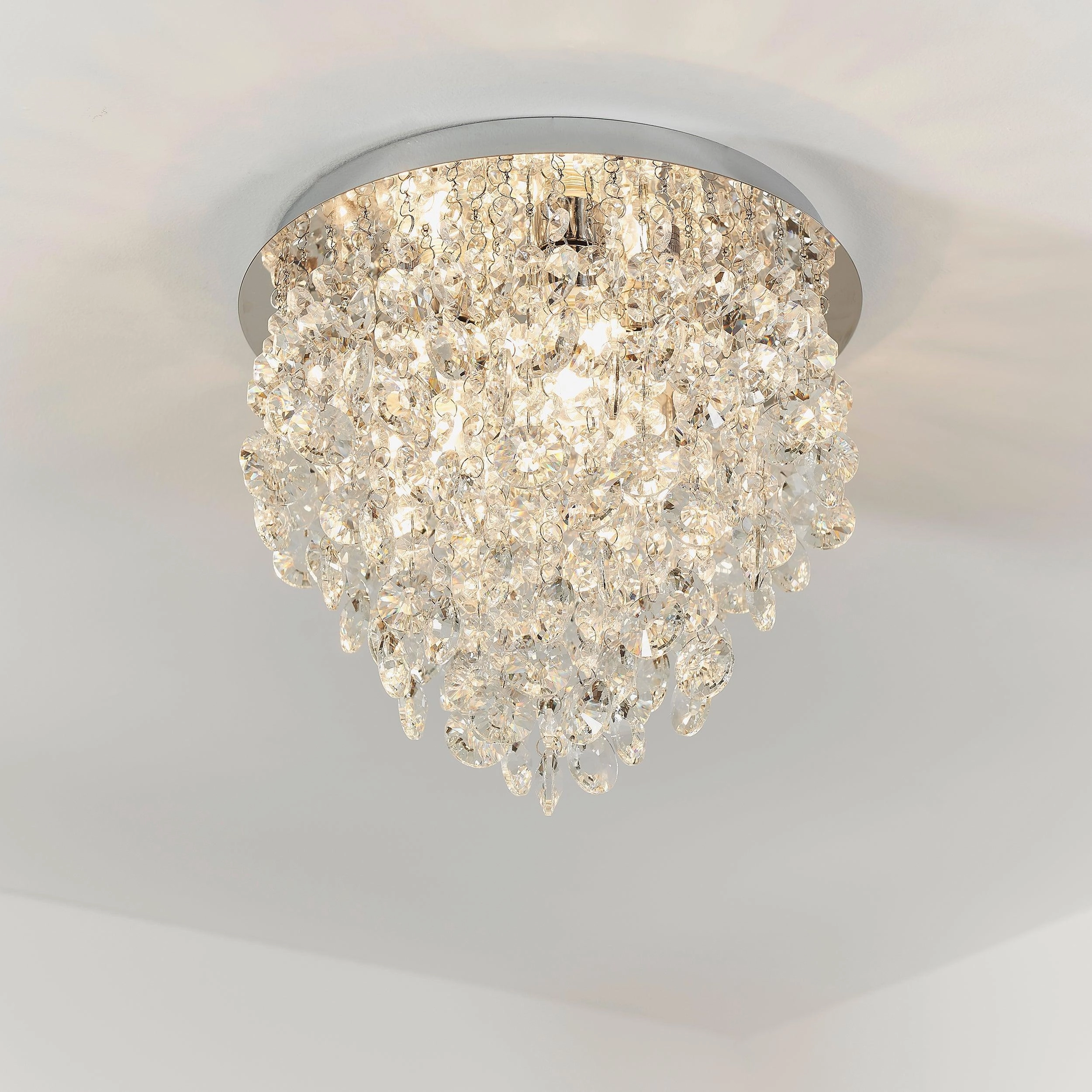 Kristen Clear Crystal & Chrome Flush Bathroom Ceiling Light