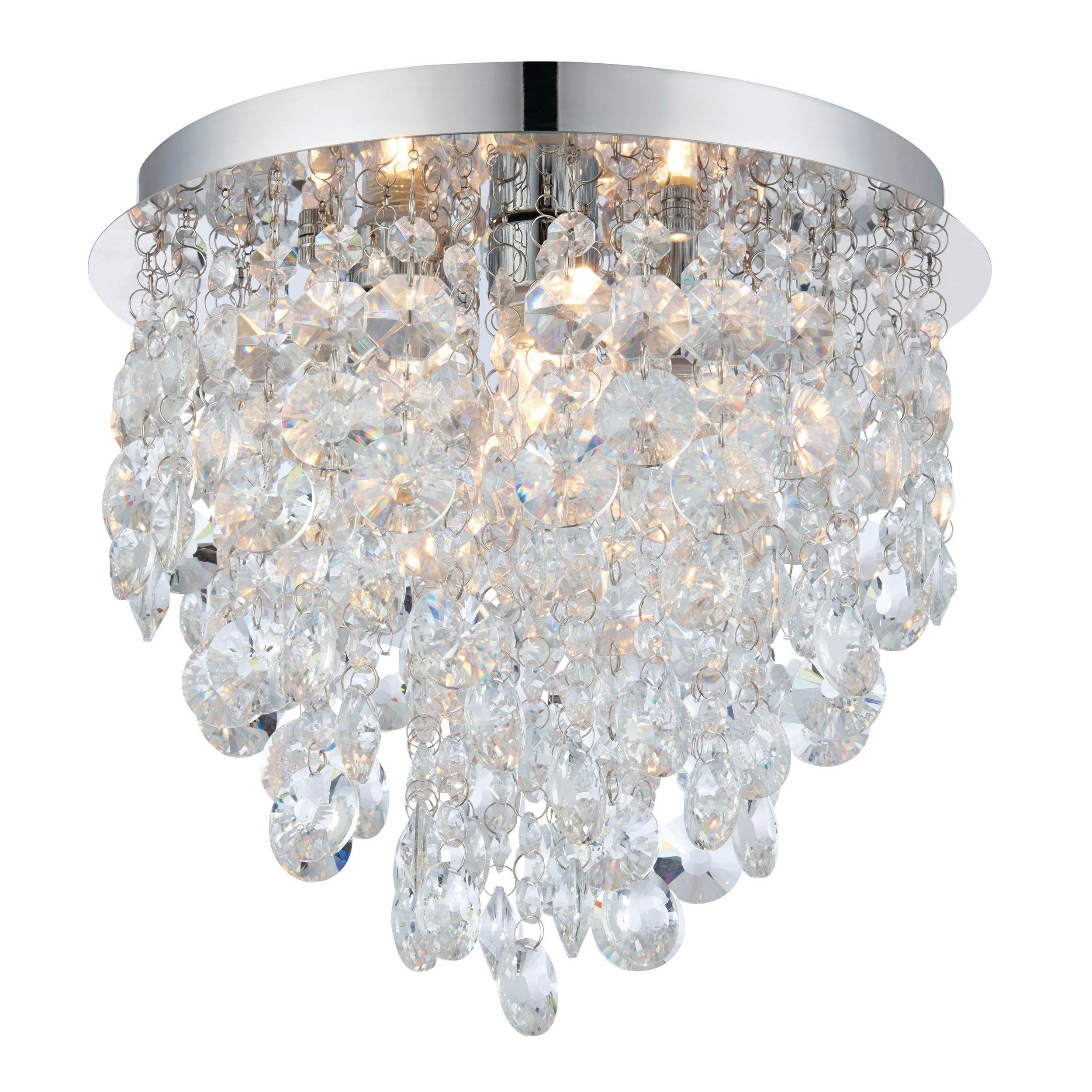 Kristen Clear Crystal & Chrome Flush Bathroom Ceiling Light