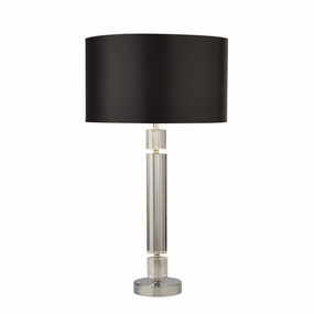 Kylie Chrome/Glass Table Lamp - Black Shade Searchlight energy-saving LED light