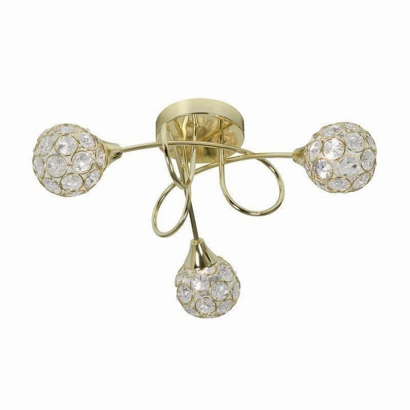 Lana 3 Light Polished Brass Flush Ceiling Light white ceiling lamp