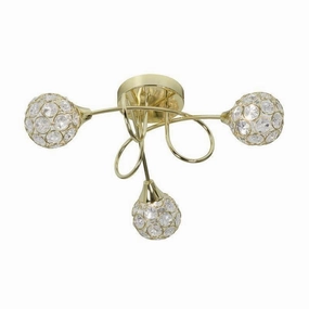 Lana 3 Light Polished Brass Flush Ceiling Light white ceiling lamp