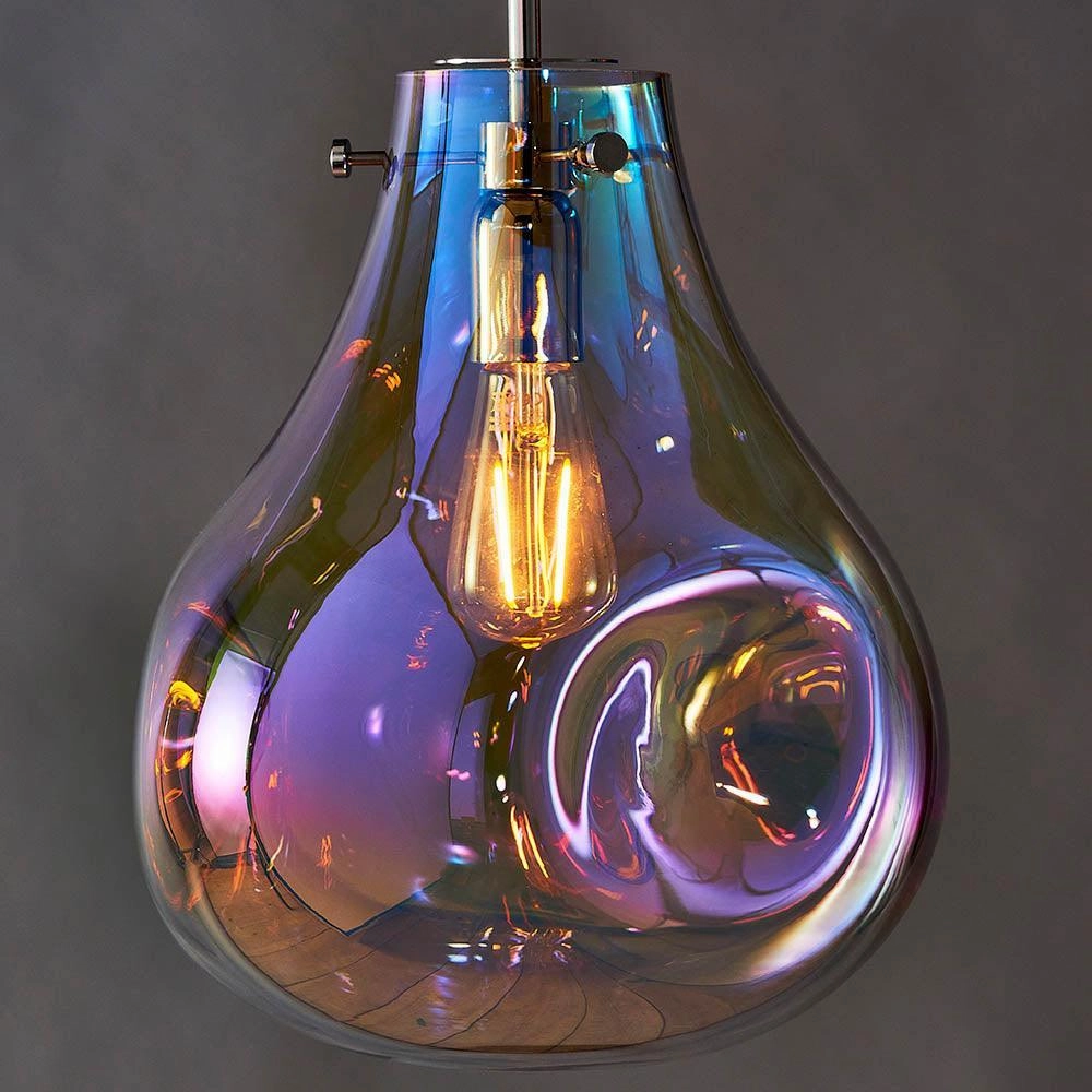 Lava 1 Light Reflective Iridescent Glass Pendant