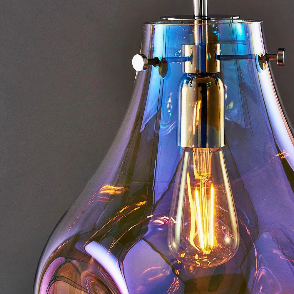 Lava 1 Light Reflective Iridescent Glass Pendant