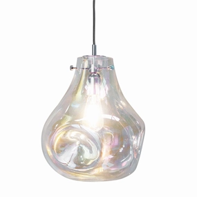 Lava 1 Light Reflective Iridescent Glass Pendant white ceiling lamp