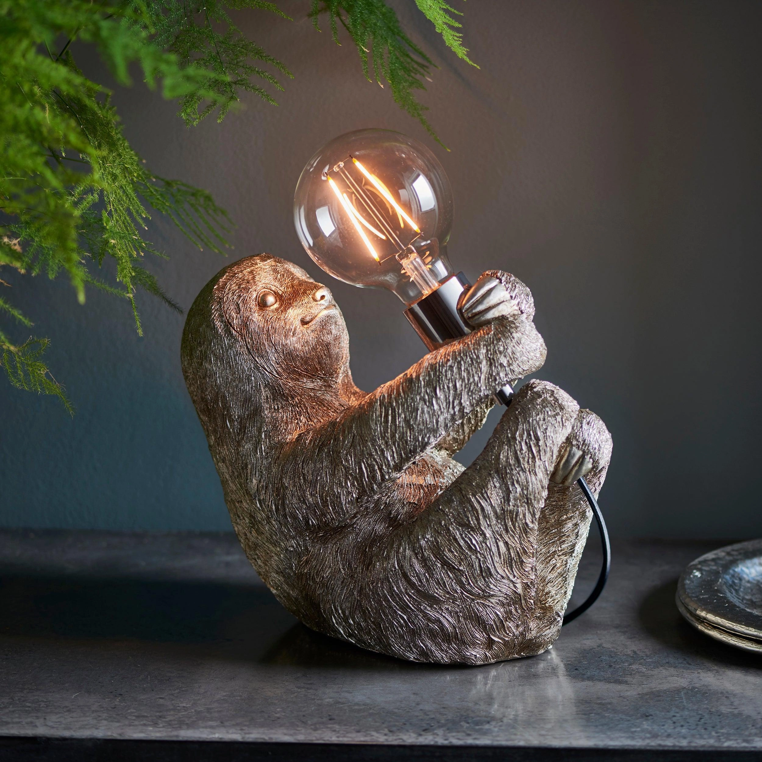 Lazy Silver Sloth Table Lamp energy-saving LED light