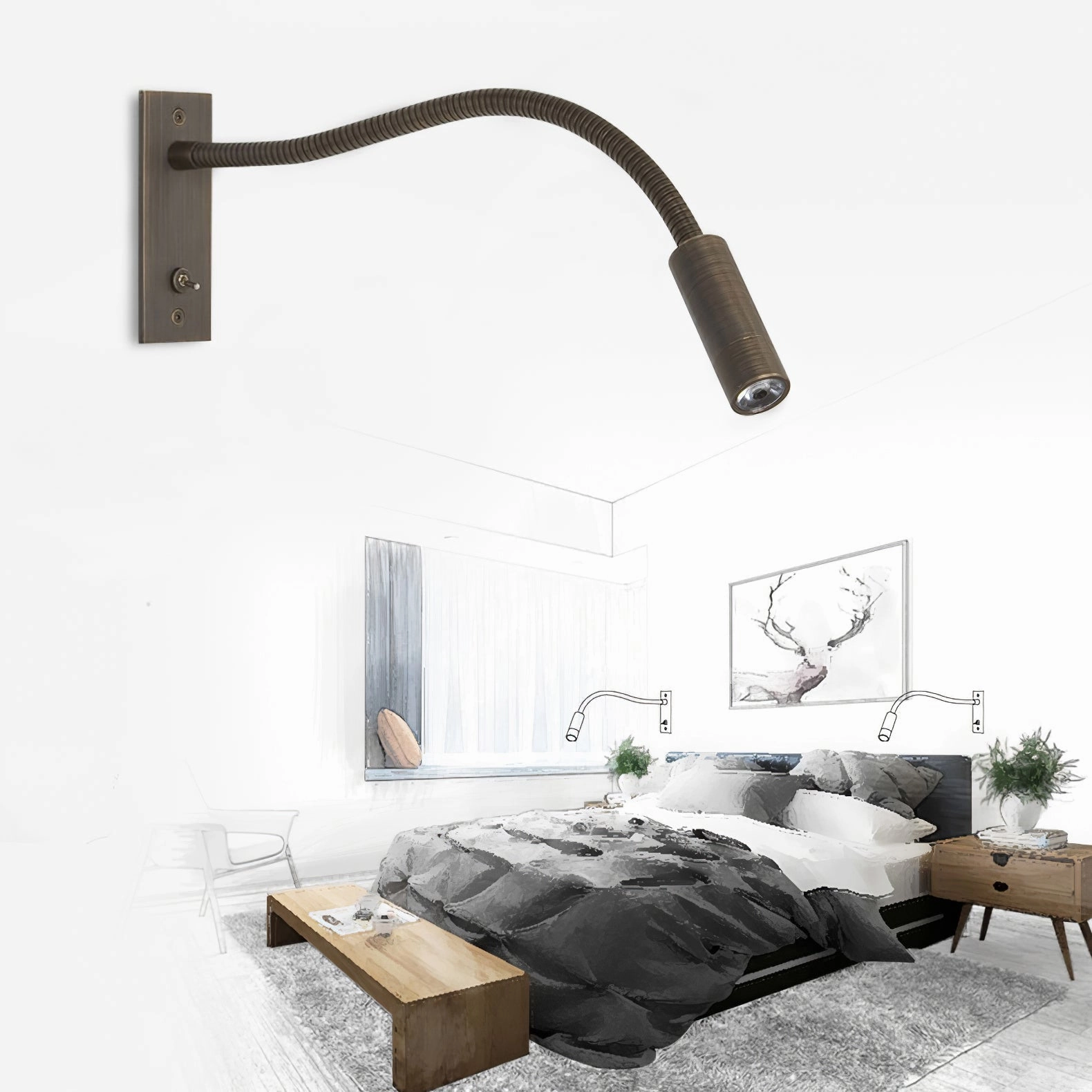 LED Bedroom Art Deco Wall Light